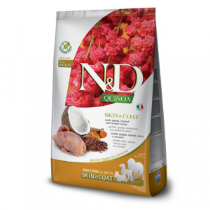 FARMINA N&D DOG GF QUINOA QUAIL SKIN COAT ALL sausā barība suņiem Paipala, kvinoja 2.5kg